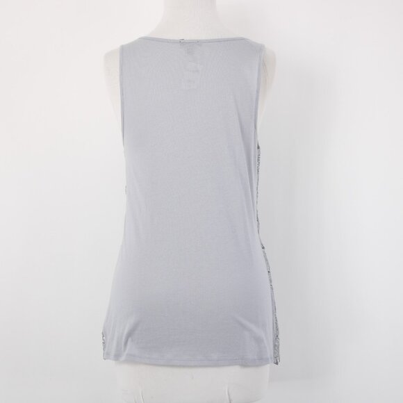 Express Top Sz M Gray Embroidered Lined Tank Metallic Polyester Top - Picture 8 of 14
